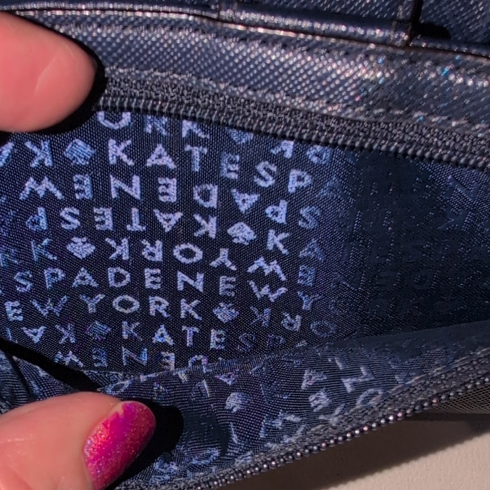 Kate Spade Haven Lane Stacy Wallet In French Navy With Glitter Accents - Picture 7 of 9